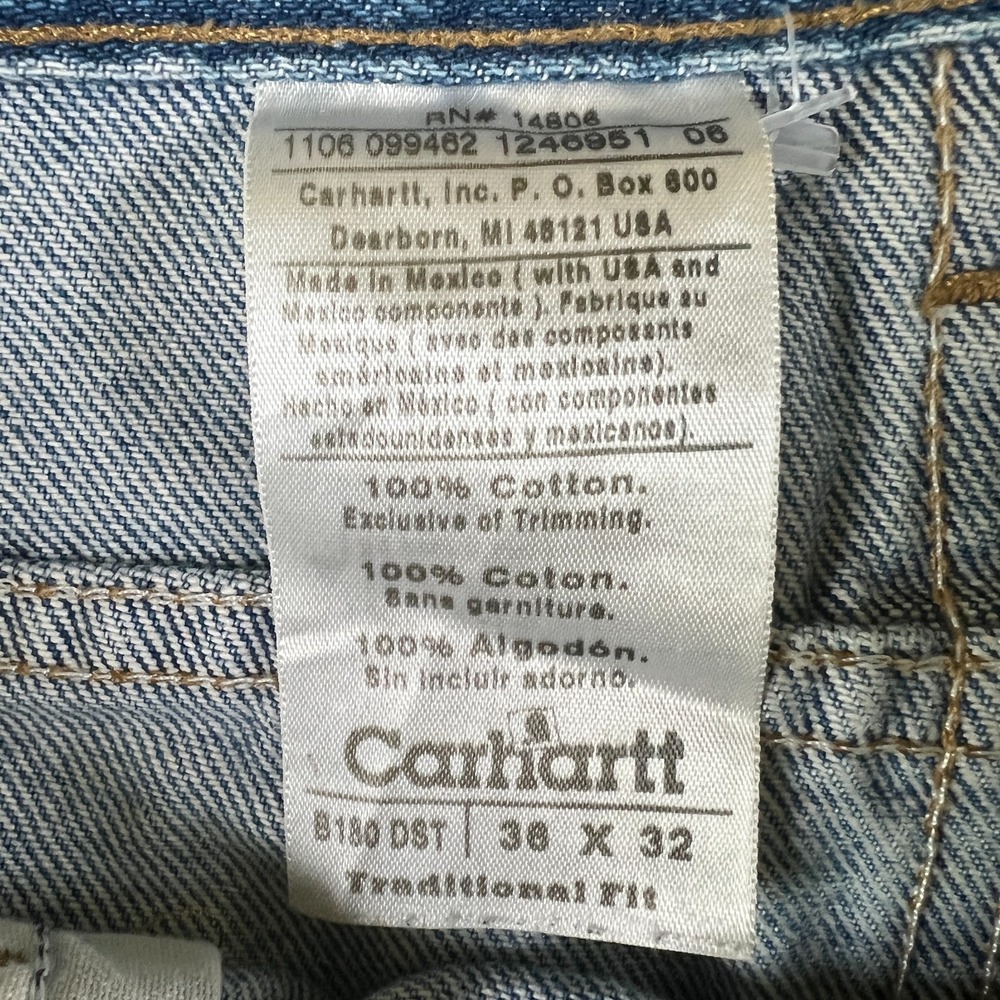 Carhartt Traditional Fit Jeans Mens 36x31.5‎ Blue Denim Cotton Straight Mid Rise - Picture 8 of 13